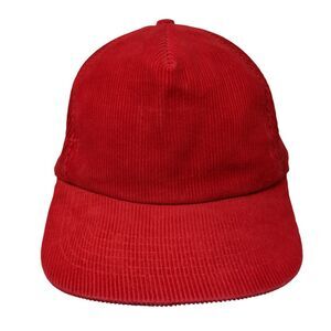 Re Play Snapback Hat Red One Size Adjustable Solid Corduroy Blank